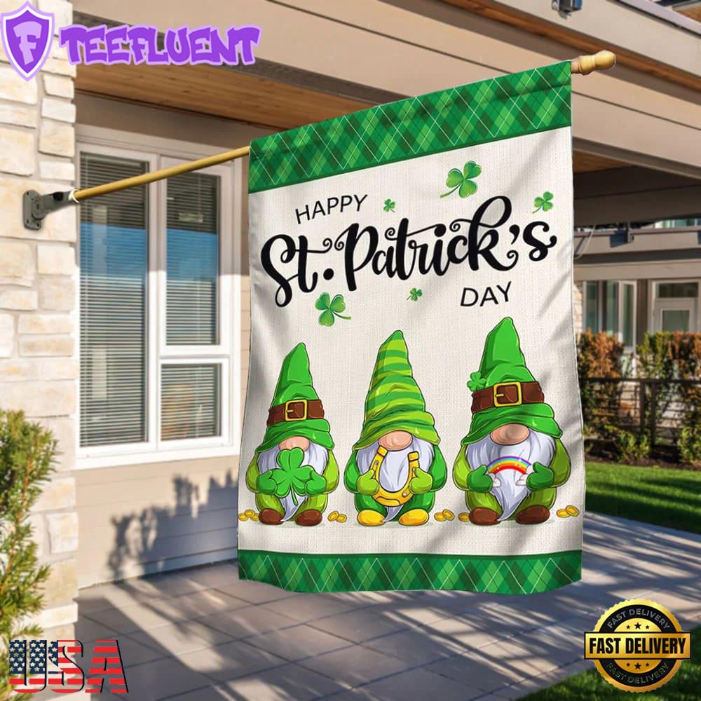 Happy St. Patrick's Day Gnome House And Garden Flag Decor