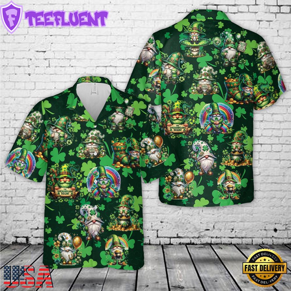 Happy St Patrick's Day Gnomes Hawaiian Shirt
