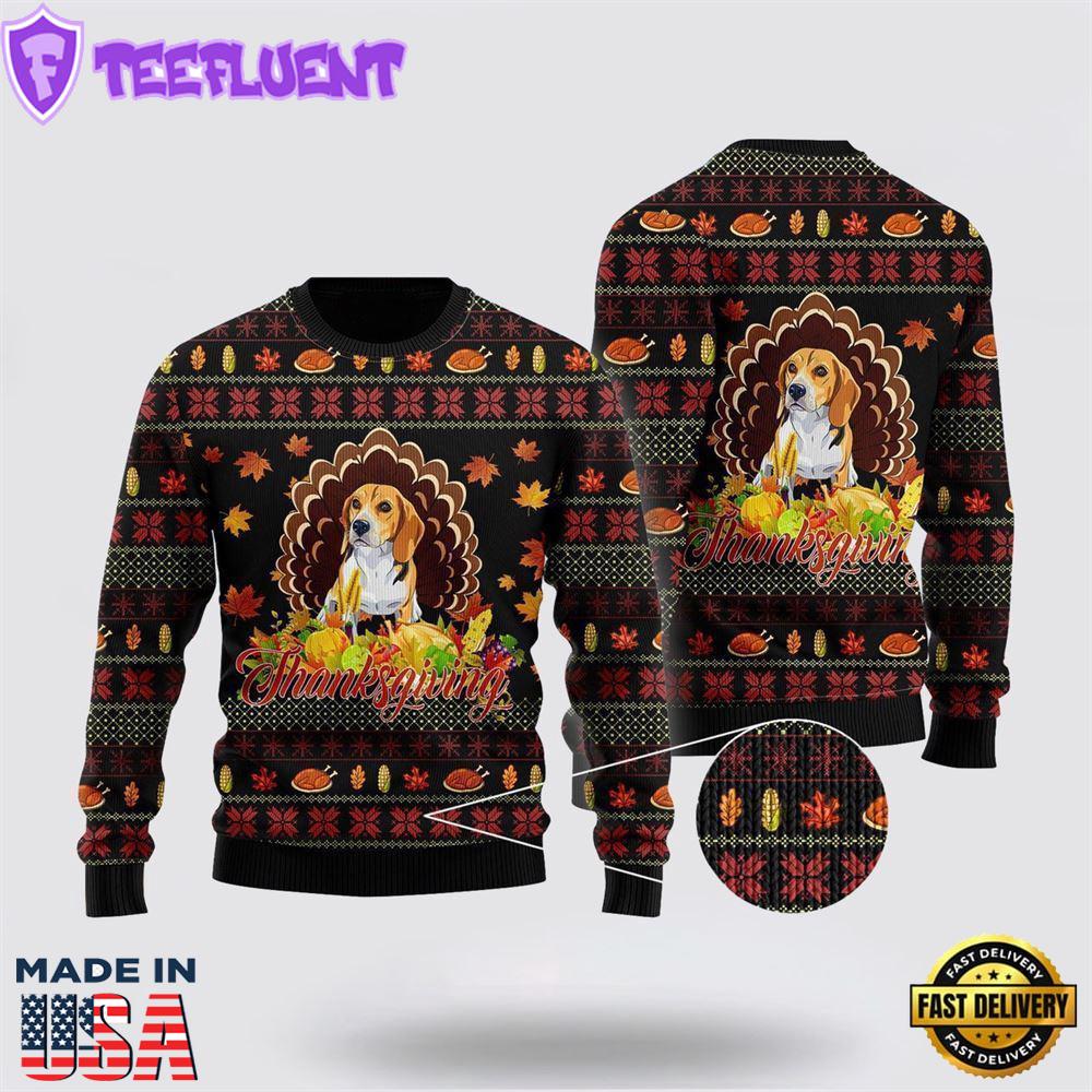 Happy Thanksgiving Funny Beagle Dog Ugly Christmas Sweater For Men And Women