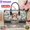 Havanese Dog Bior Leather Handbag With Flowers And Butterfly