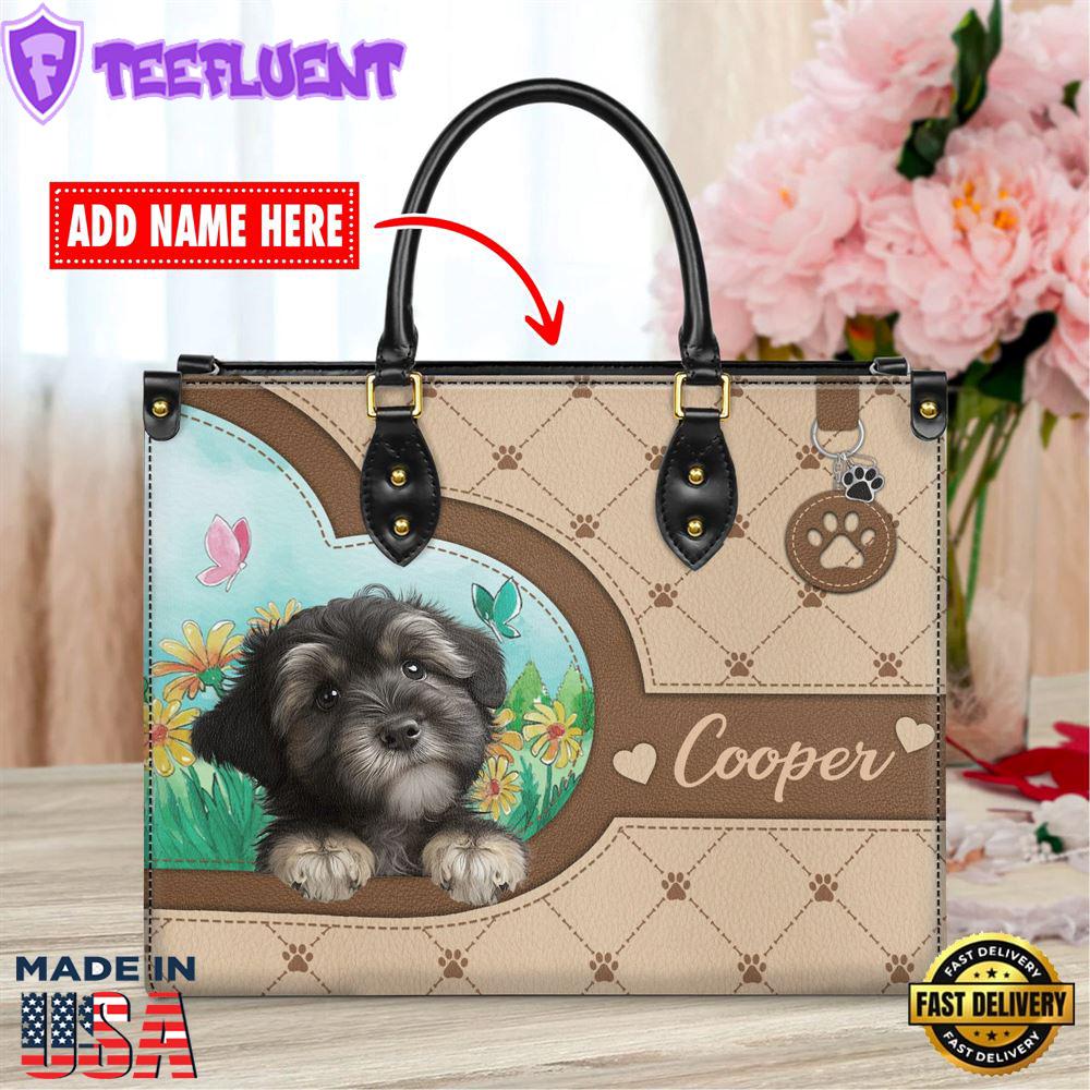 Havanese Dog Duccy Dog Lover Leather Handbag