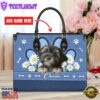Havanese Dog Lover Leather Bag With Daisy Flowers