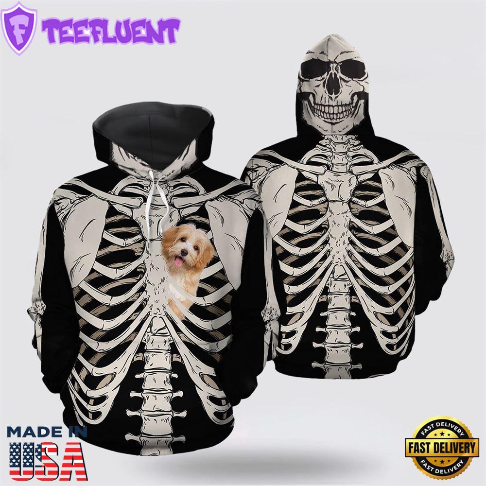 Havanese Skeleton All Over Print 3D Hoodie