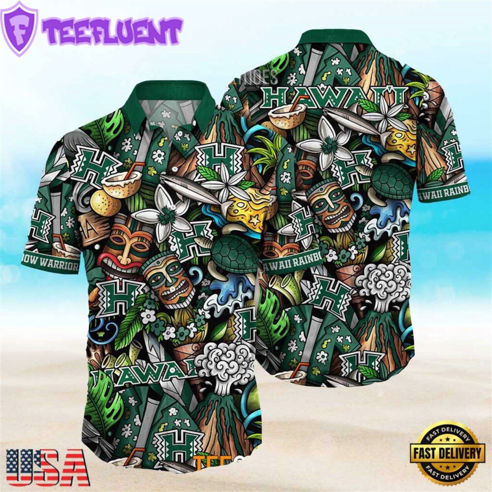 Hawaii Rainbow Warriors Ncaa Mens Floral Special Design Hawaiian Shirt