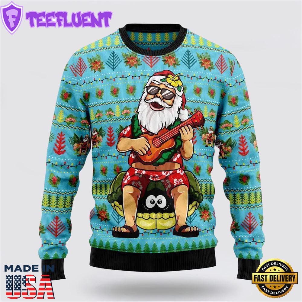 Hawaiian Christmas Santa Claus Ugly Christmas Sweater For Men And Women