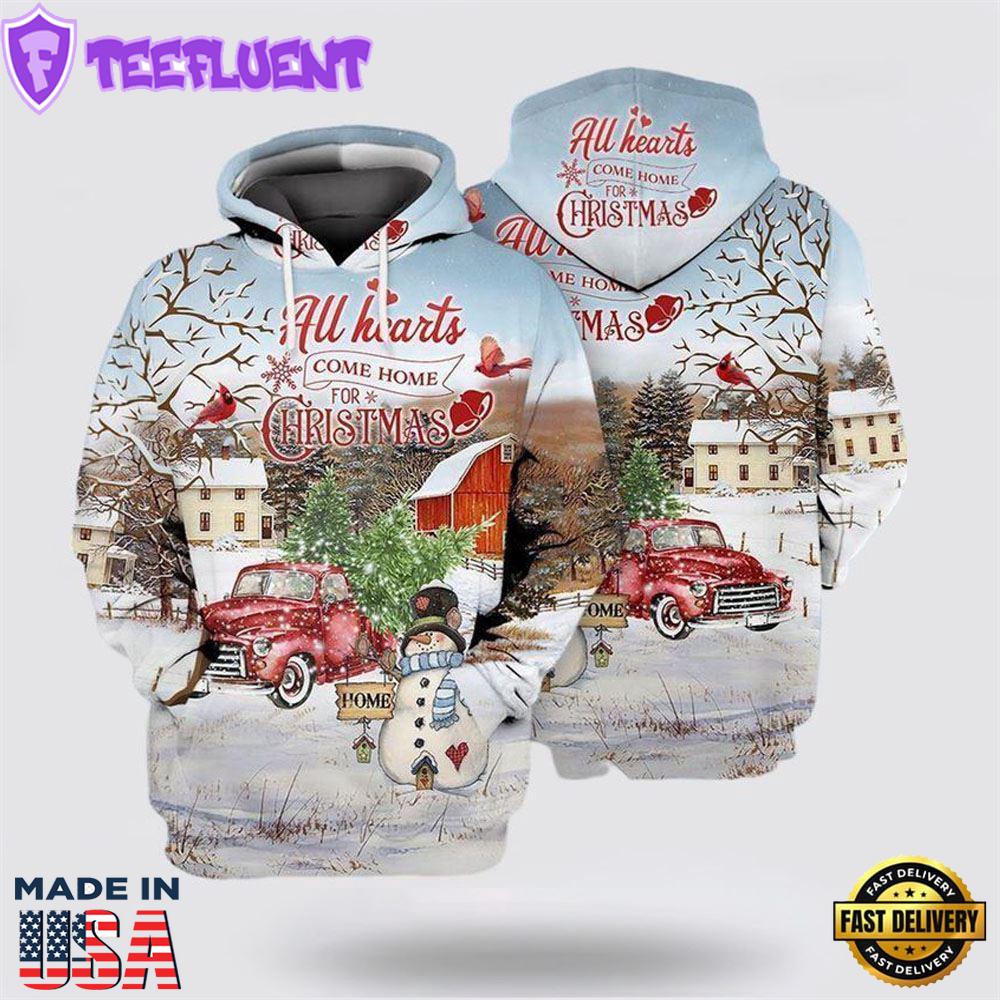 Heart Come Home For Christmas All Over Print 3D Hoodie