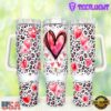 Heart Valentines Day Stainless Steel Tumbler 40Oz With Handle