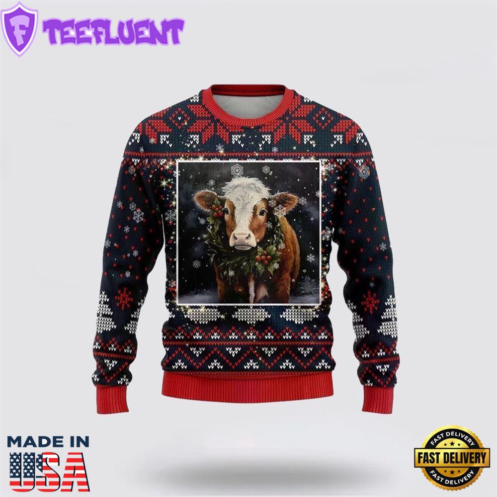 Hereford Cow Ugly Christmas Sweater
