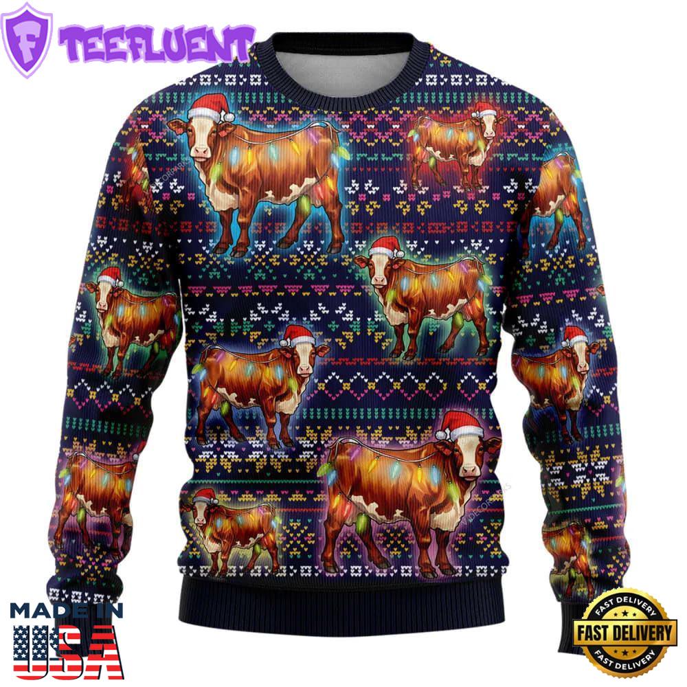 Hereford Cows Ugly Christmas Sweater