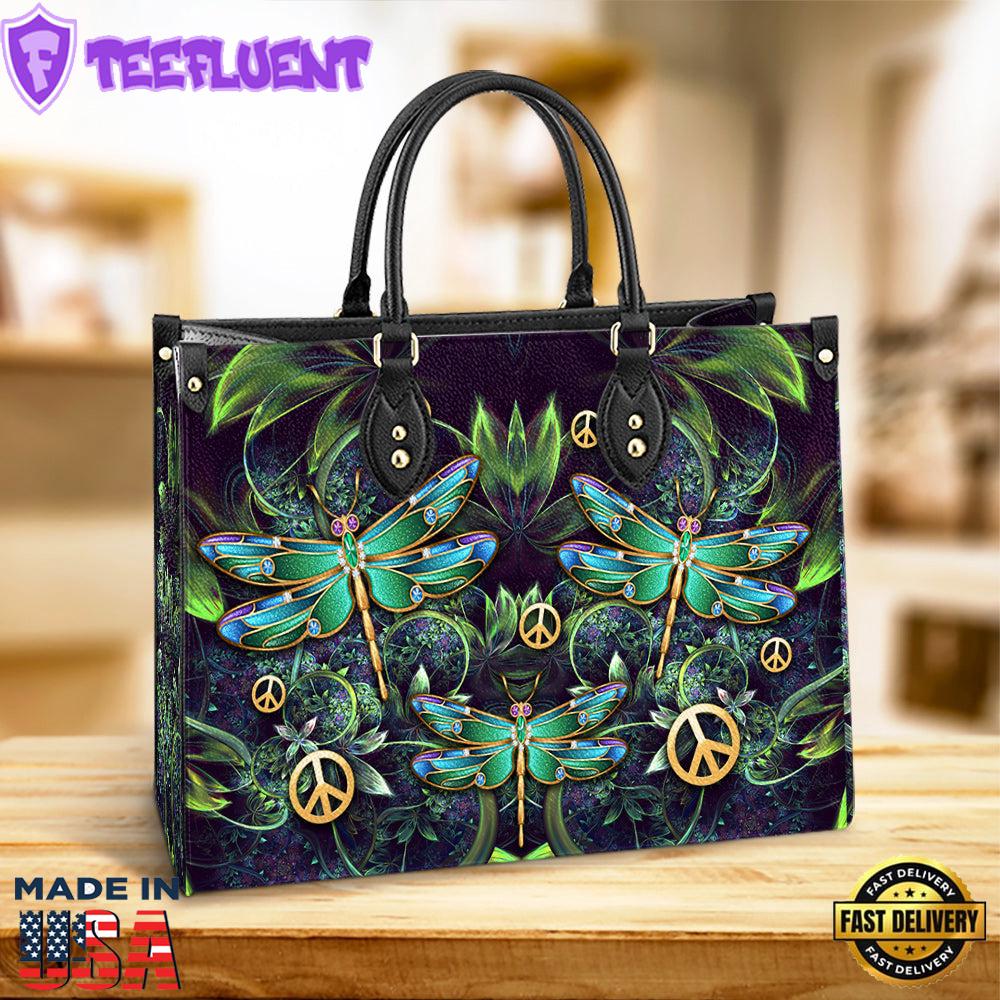Hippie Dragonfly 2 Leather Bag Christ Gifts Leather Bags