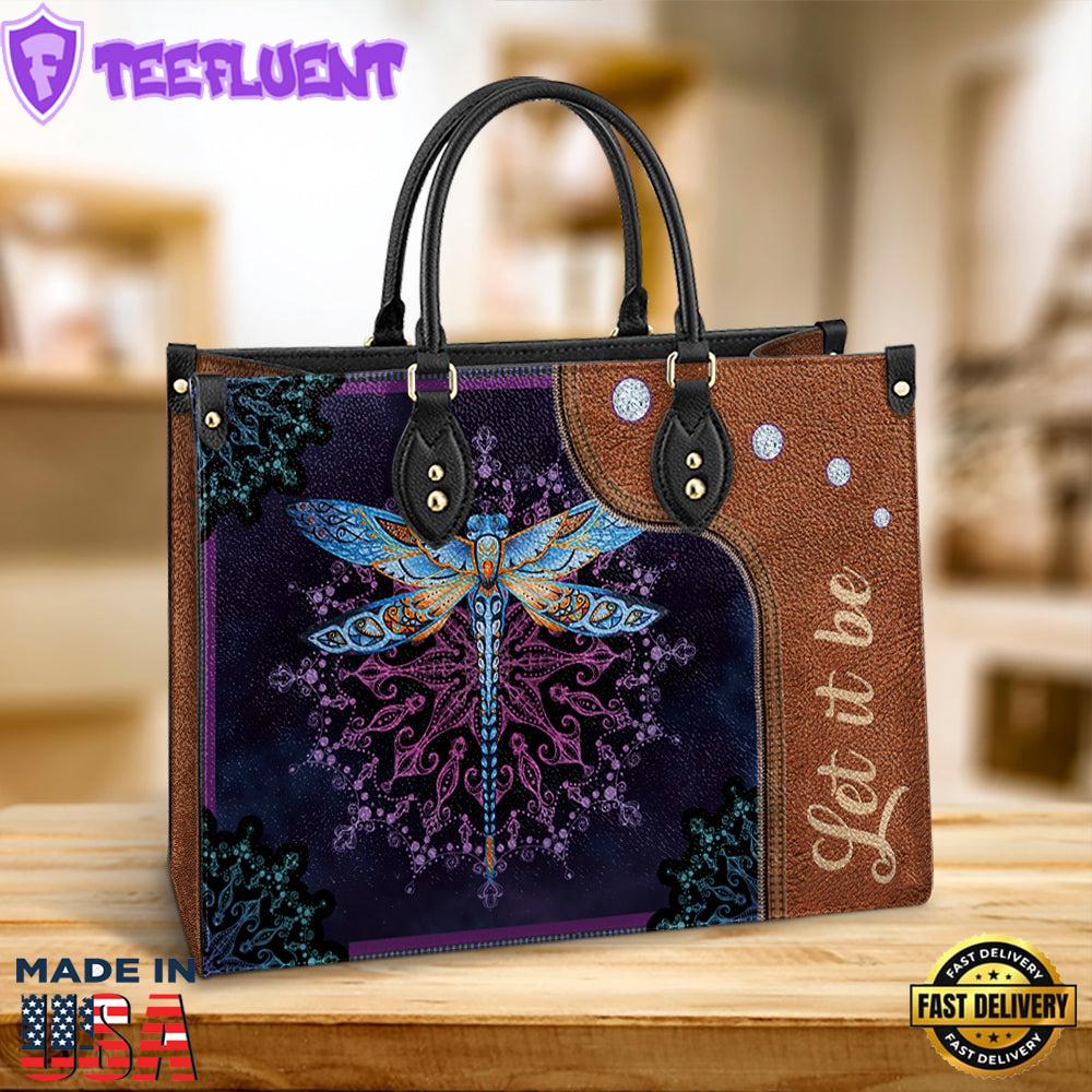Hippie Dragonfly Let It Be 1 Leather Bag Christ Gifts Leather Bags