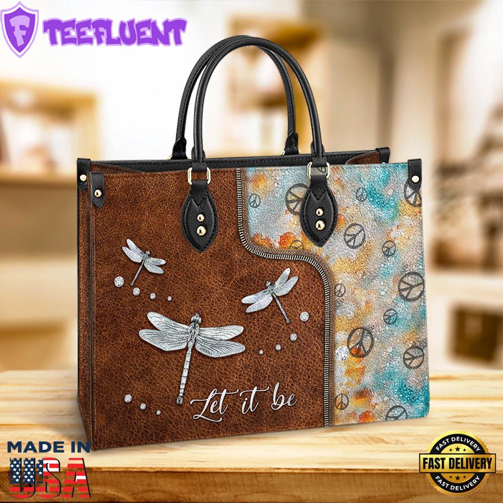 Hippie Dragonfly Let It Be 2 Leather Bag Christ Gifts Leather Bags