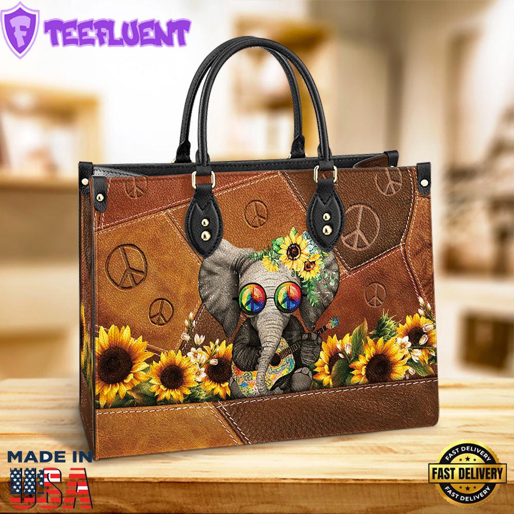 Hippie Elephant Peace Leather Bag Christ Gifts Leather Bags
