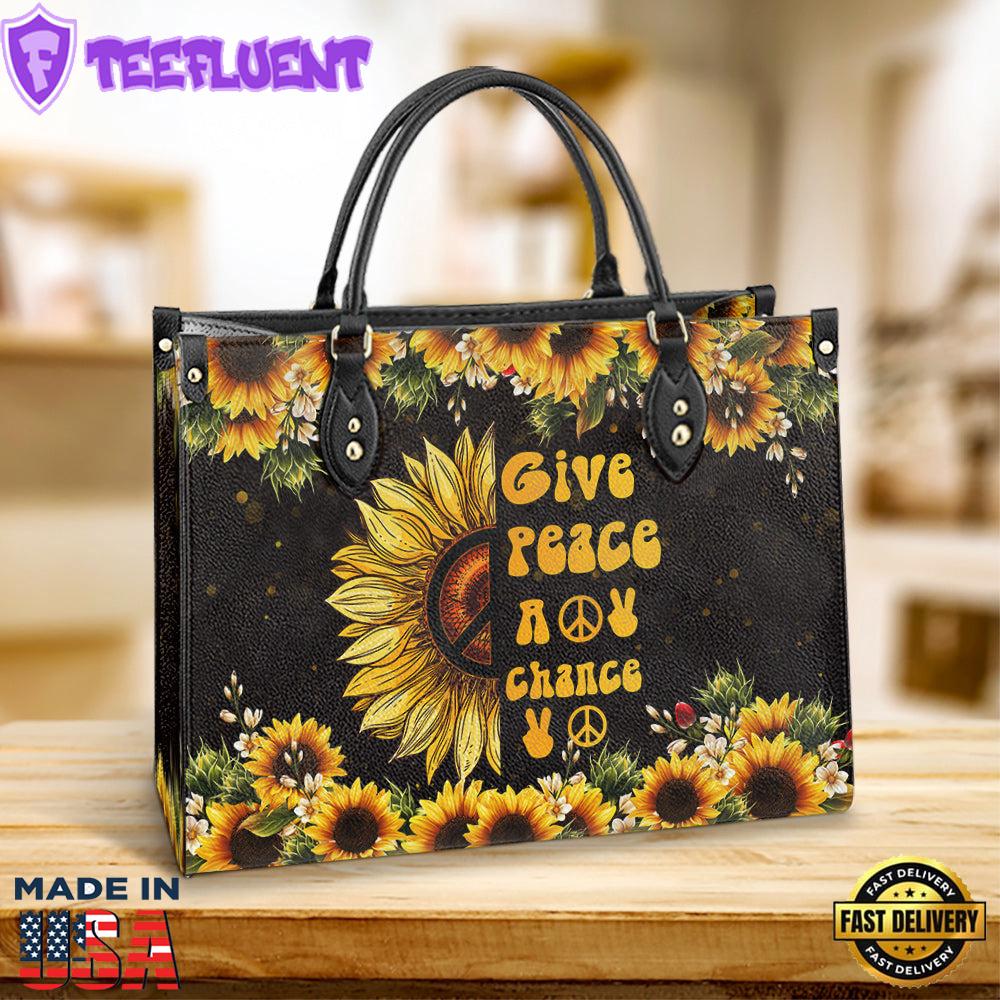 Hippie Give Peace A Chance Pu Leather Bag Christ Gifts Leather Bags
