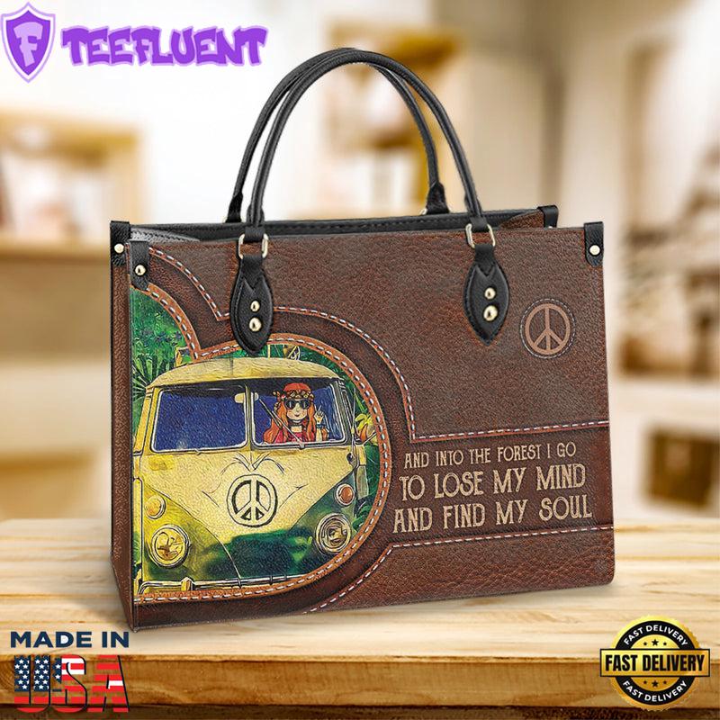 Hippie Into The Forest I Go Leather Bag Christ Gifts Leather Bags