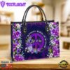 Hippie Let It Be Purple Peace Sign Leather Bag Christ Gifts Leather Bags