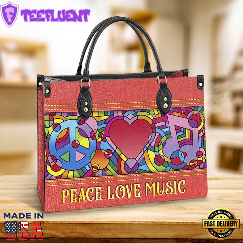 Hippie Peace Love Music Leather Bag Christ Gifts Leather Bags