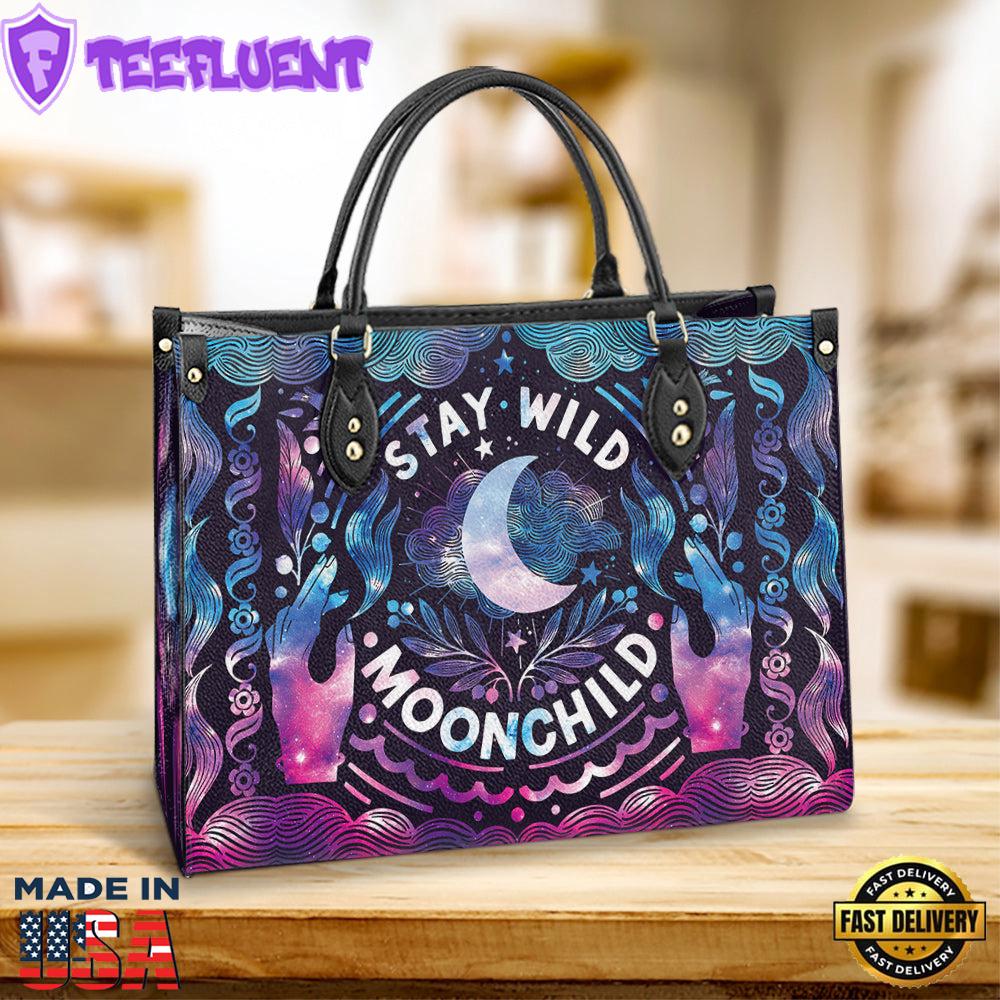 Hippie Stay Wild Moon Child Leather Bag Christ Gifts Leather Bags