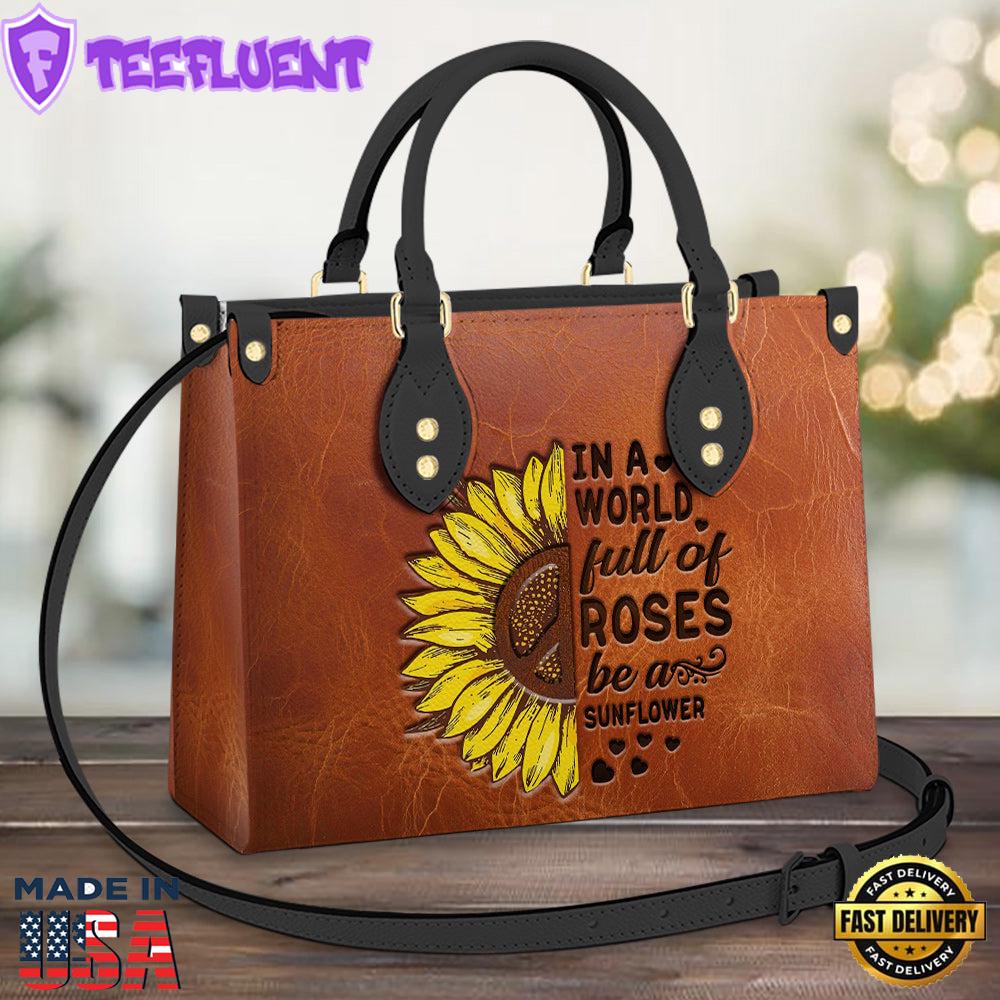 Hippie Sunflower 1 Leather Bag Christ Gifts Leather Bags