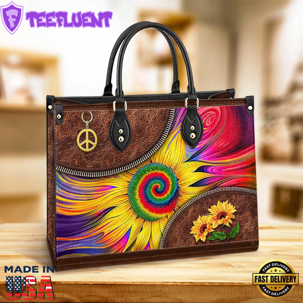 Hippie Sunflower Colorful Leather Bag Christ Gifts Leather Bags