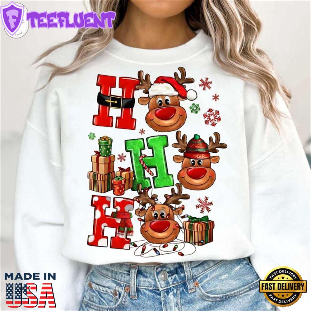 Ho Ho Ho Christmas Reindeer Shirt, Christmas Deer Shirt