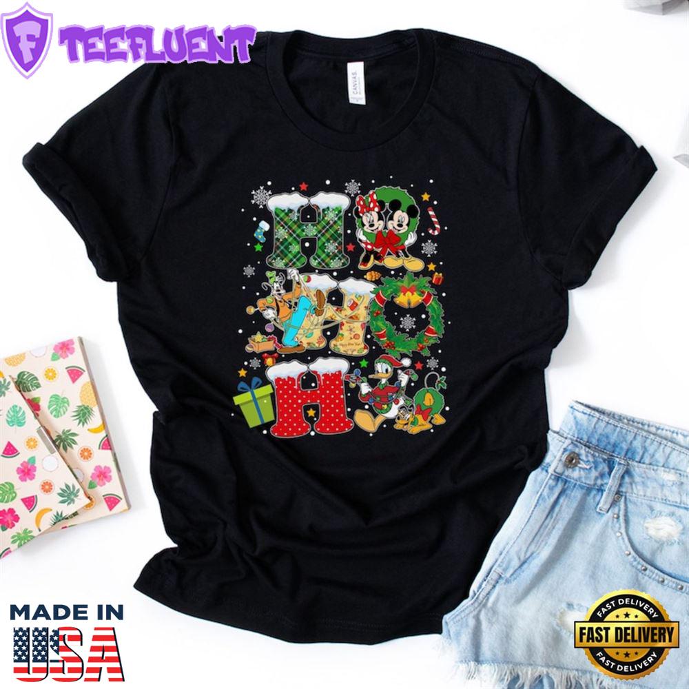 Ho Ho Ho Christmas Shirt- Disney Mickey, Minnie,Donald,Pluto Shirt-Cute Christmas Shirt