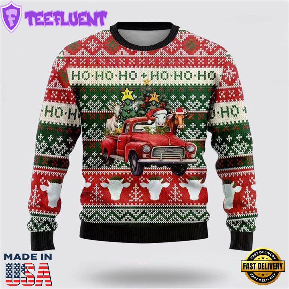 Ho Ho Ho Cow Christmass Ugly Christmas Sweater