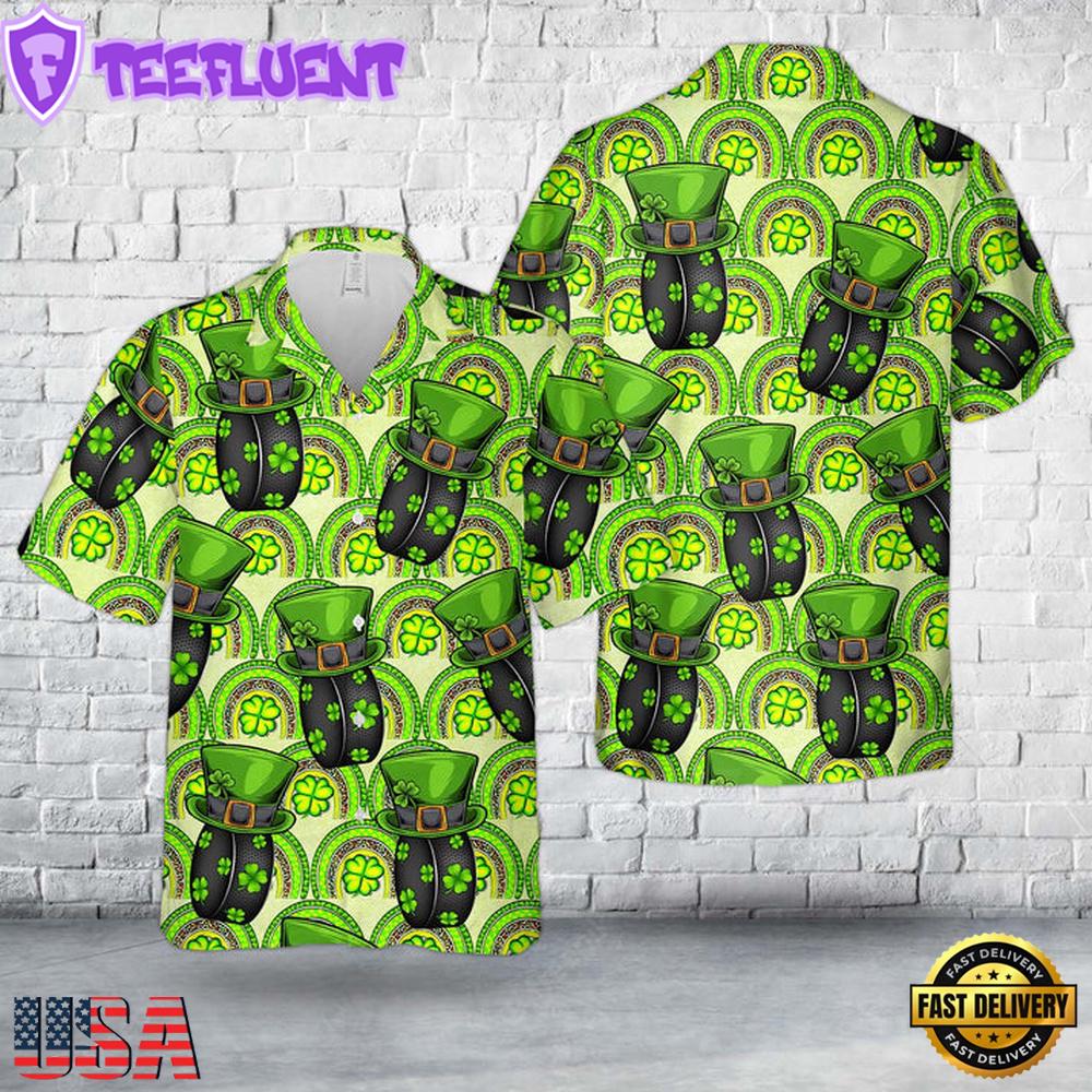 Hockey Ball Shamrock St Patricks Day Hawaiian Shirt