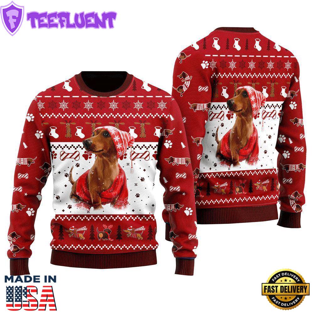 Holiday Dachshund Ugly Christmas Sweater For Men And Women