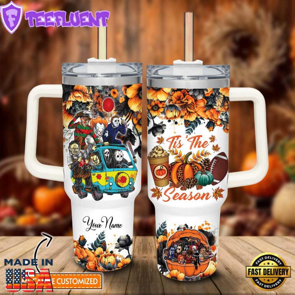 Horror Movie Characters Movie Custom Stanley Quencher 40oz Stainless Steel Tumbler With Handle 2
