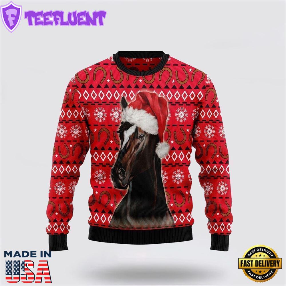 Horse And Horseshoe Pattern Ugly Christmas Sweater