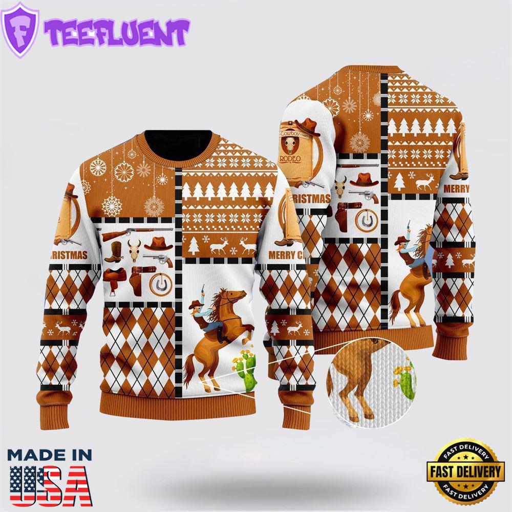 Horse Cowboy Merry Christmas Ugly Christmas Sweater