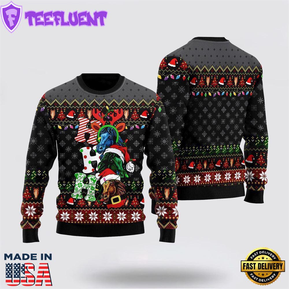 Horse Hohoho Ugly Christmas Sweater