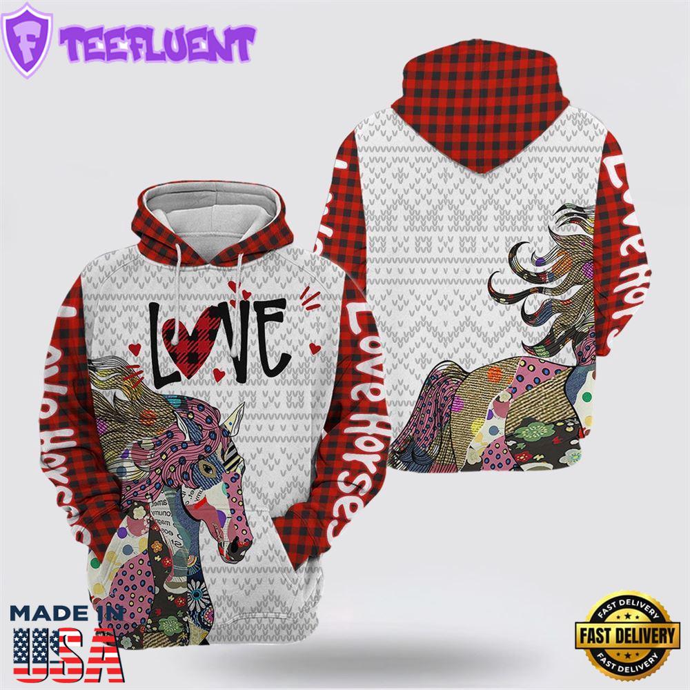 Horse Scottish Christmas Pattern All Over Print 3D Hoodie