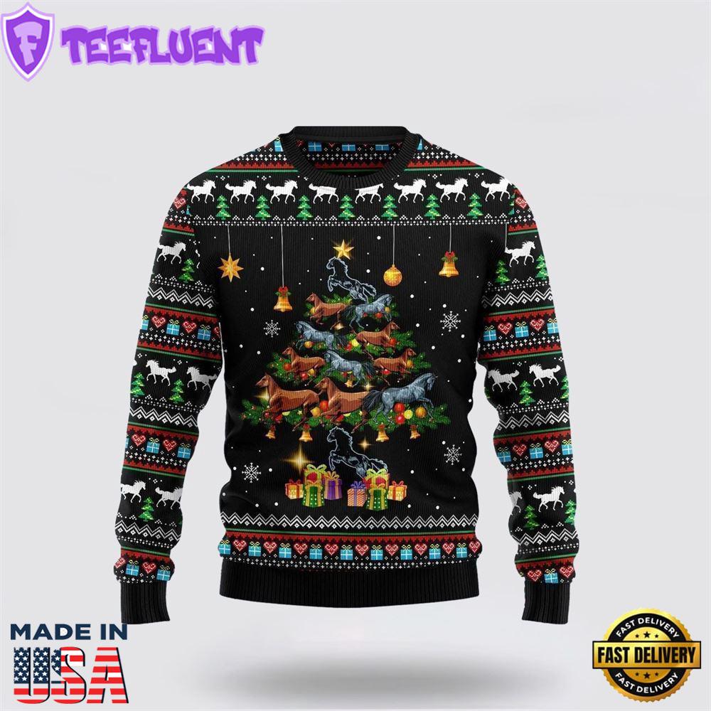 Horse Tree Ugly Christmas Sweater
