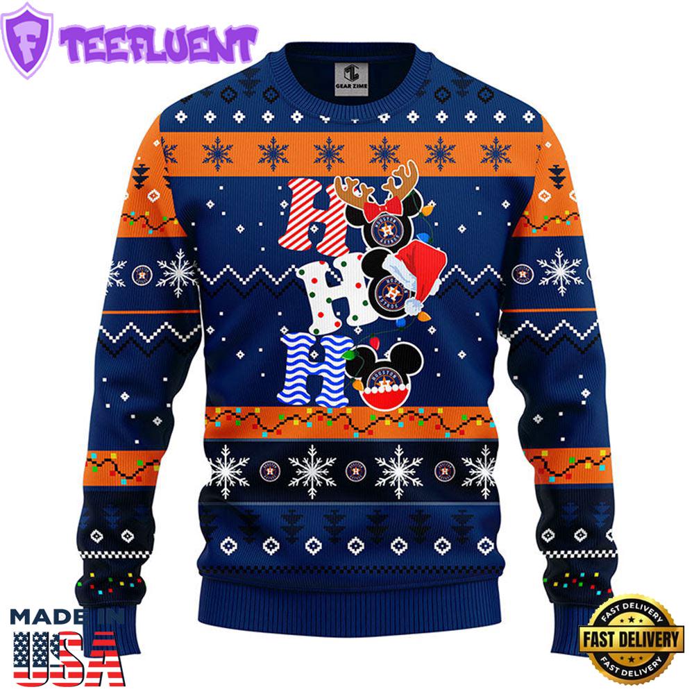 Houston Astros Hohoho Mickey Christmas Ugly Sweater