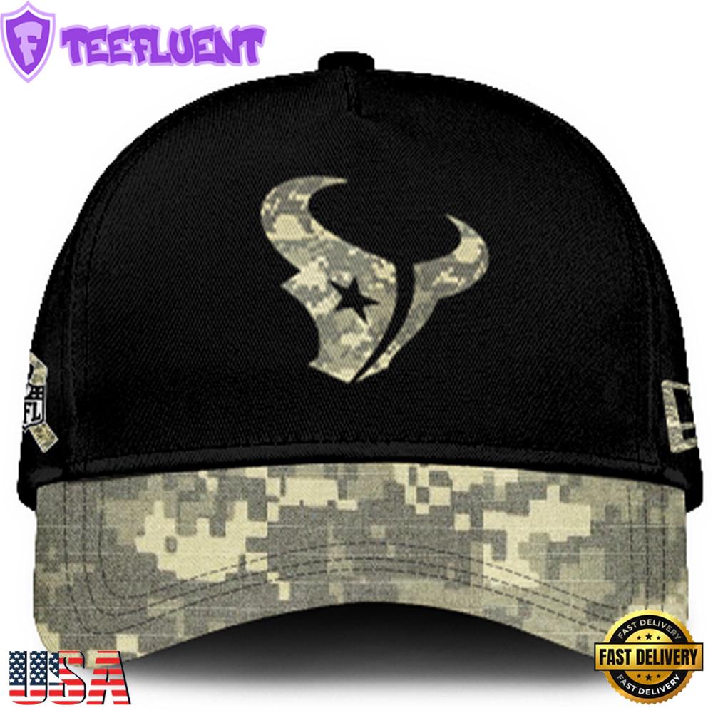 Houston Texans 2024 Salute to Service Club Black Camo Cap Gift For Veteran