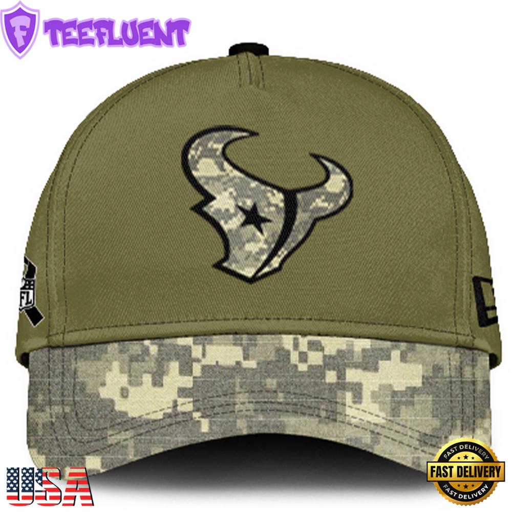 Houston Texans 2024 Salute to Service Club Green Camo Cap Gift For Veteran
