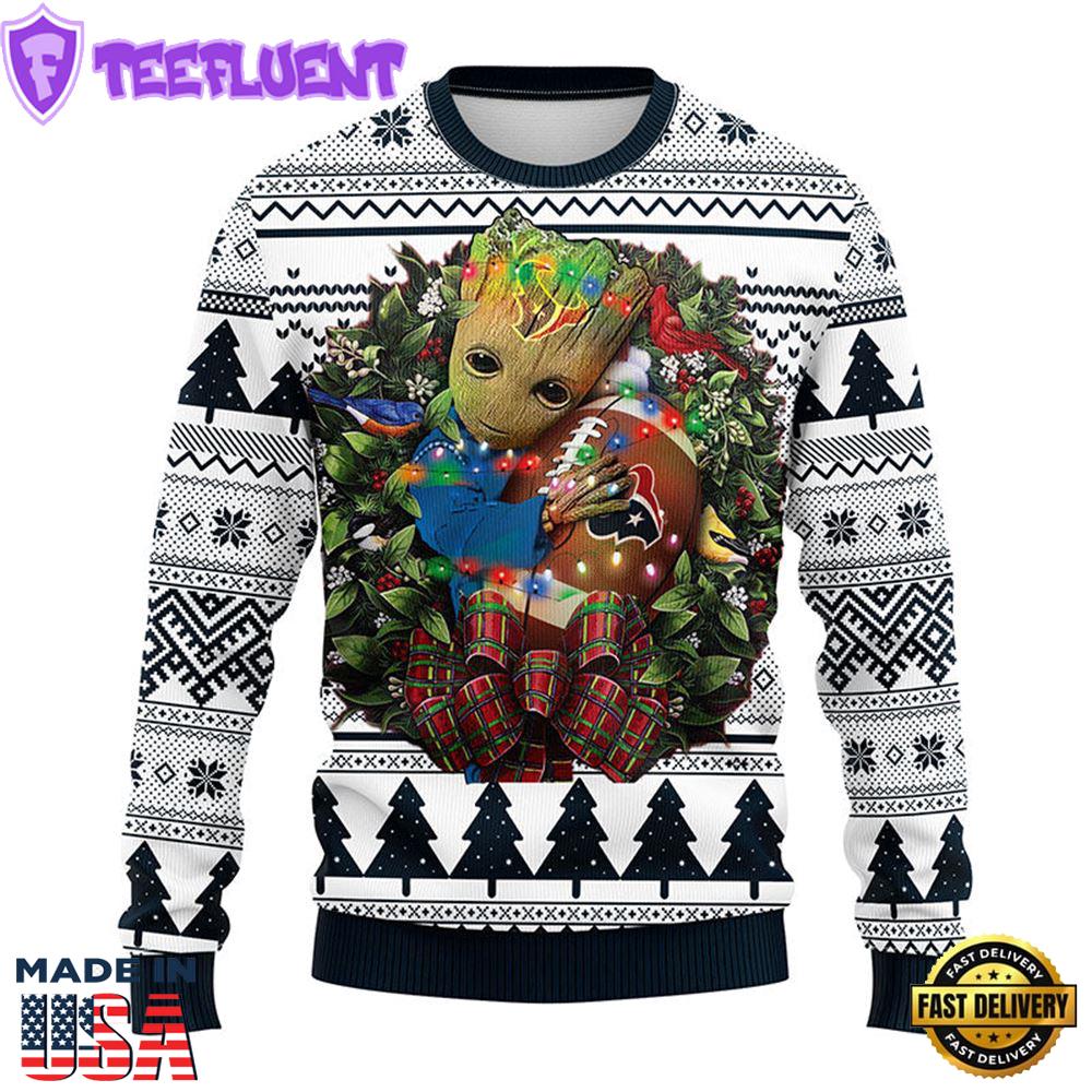 Houston Texans Groot Hug Christmas Ugly Sweater Sport For Fan