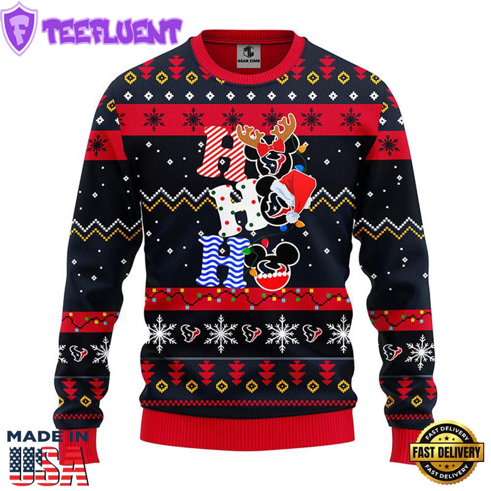 Houston Texans HoHoHo Mickey Christmas Ugly Sweater