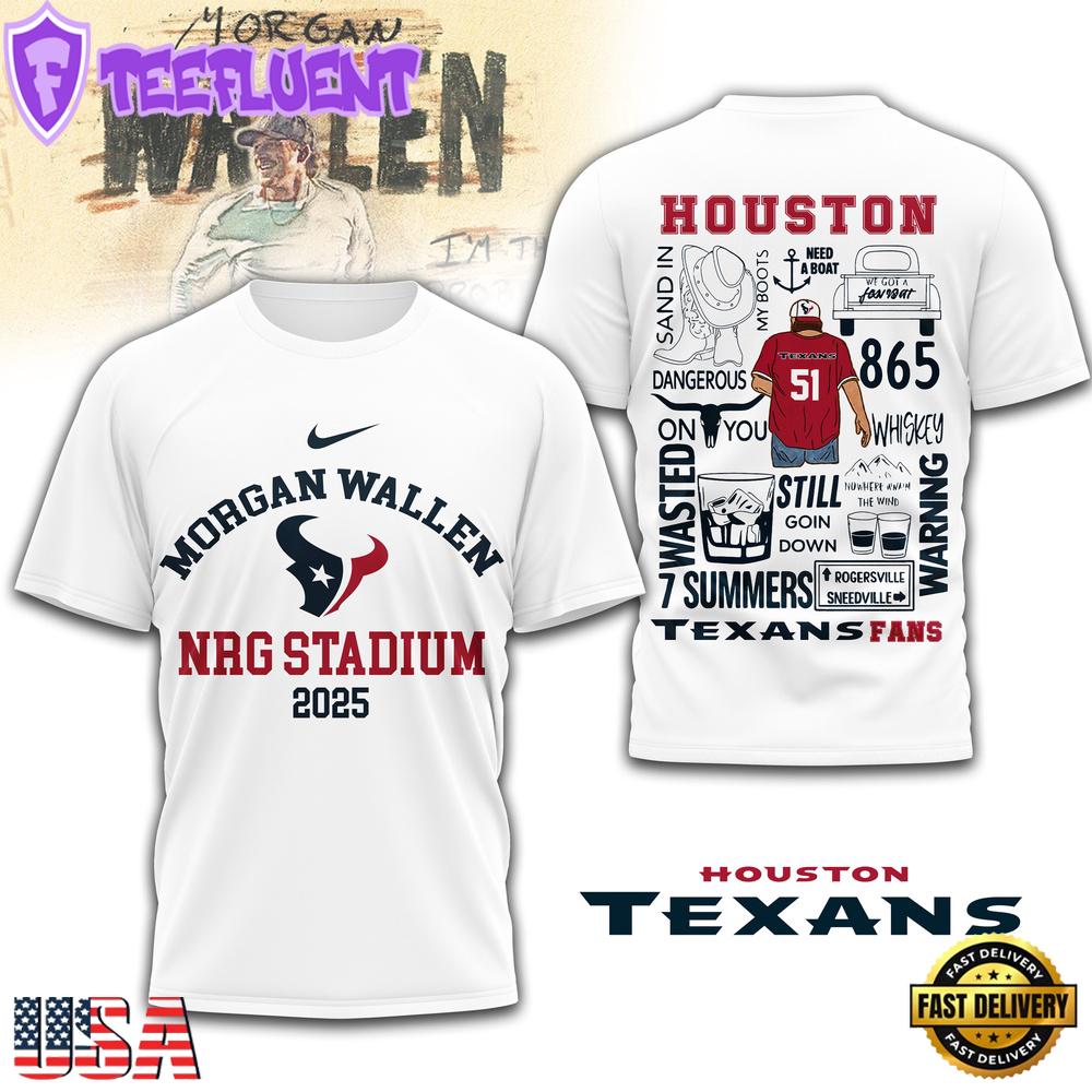 Houston Texans NFL Morgan Wallen 3D T-Shirt