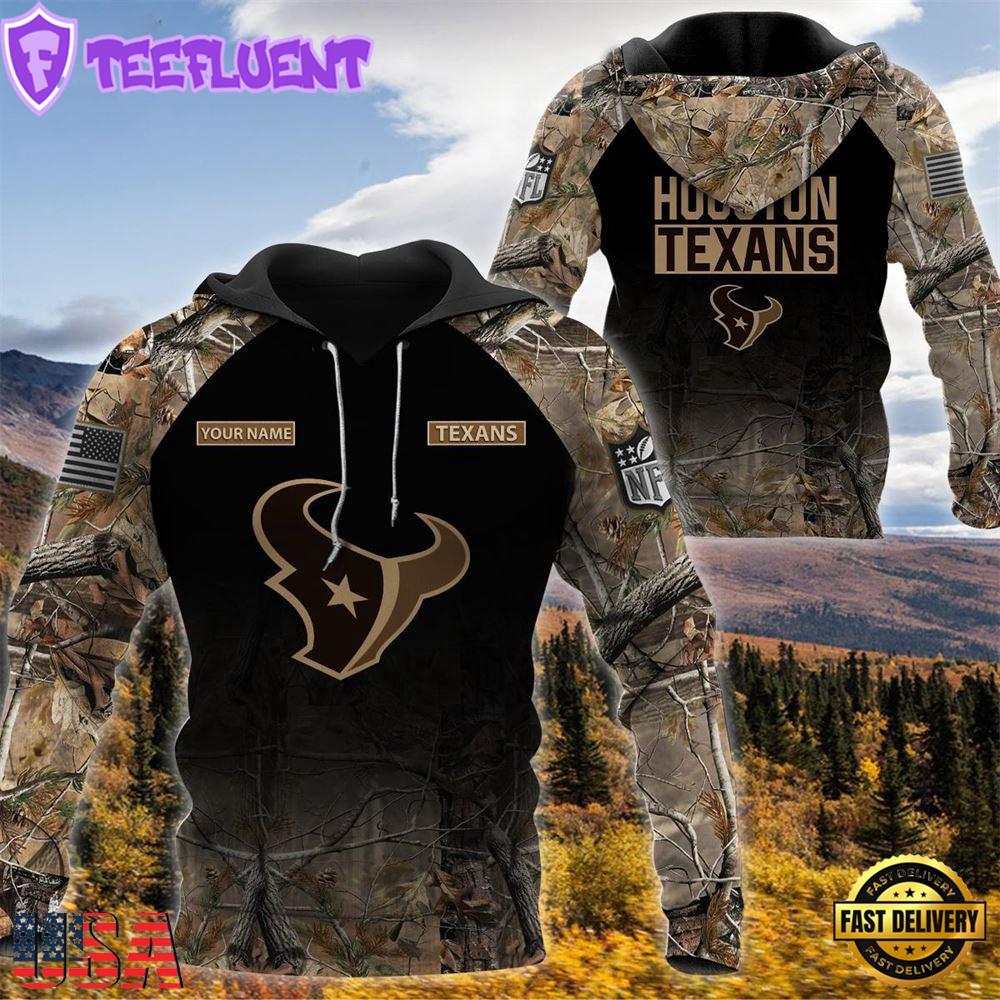 Houston Texans Personalized Your Name Hunting Camo Hoodie