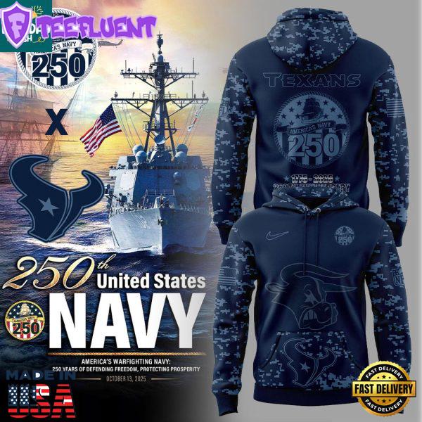 Houston Texans US Navy 250th Celebration Birthday Hoodie
