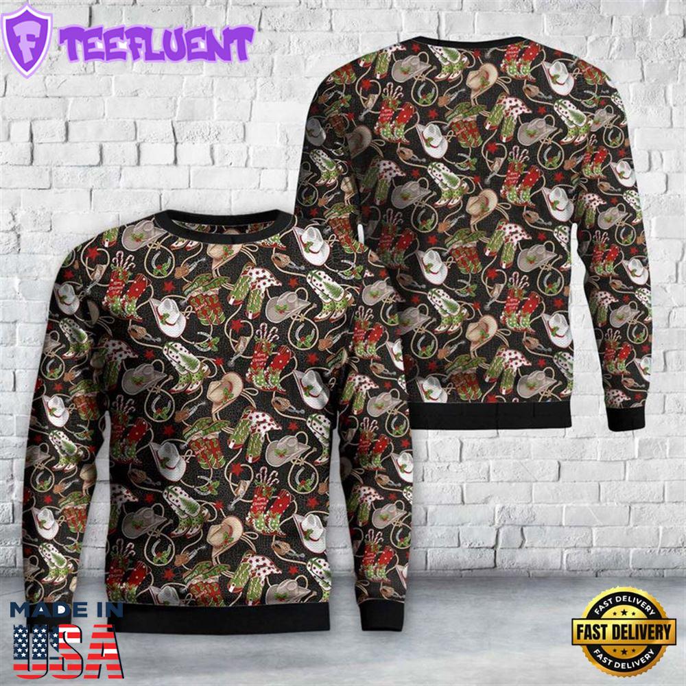 Howdy Christmas Boots and Hats Ugly Christmas Sweater For Men And Women