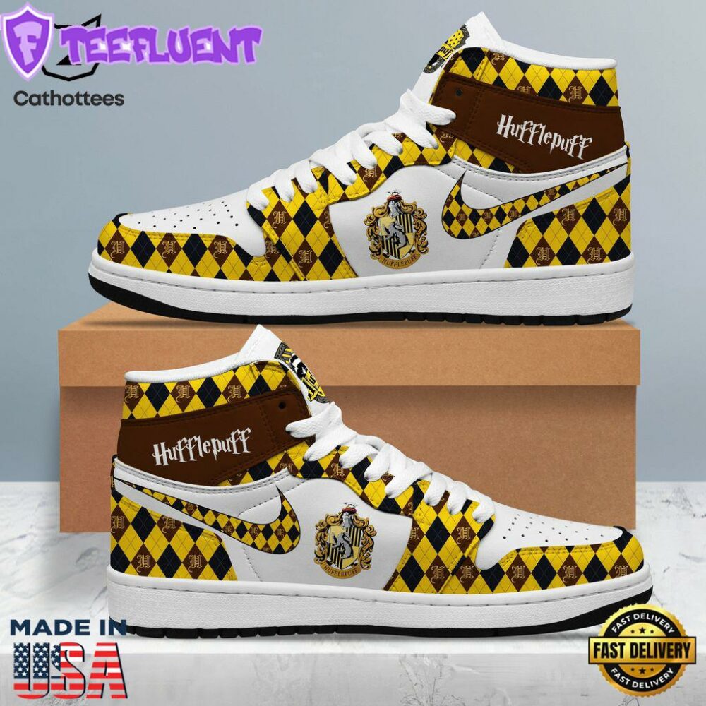 Hufflepuff Nike Yellow Design Air Jordan 1 High Top