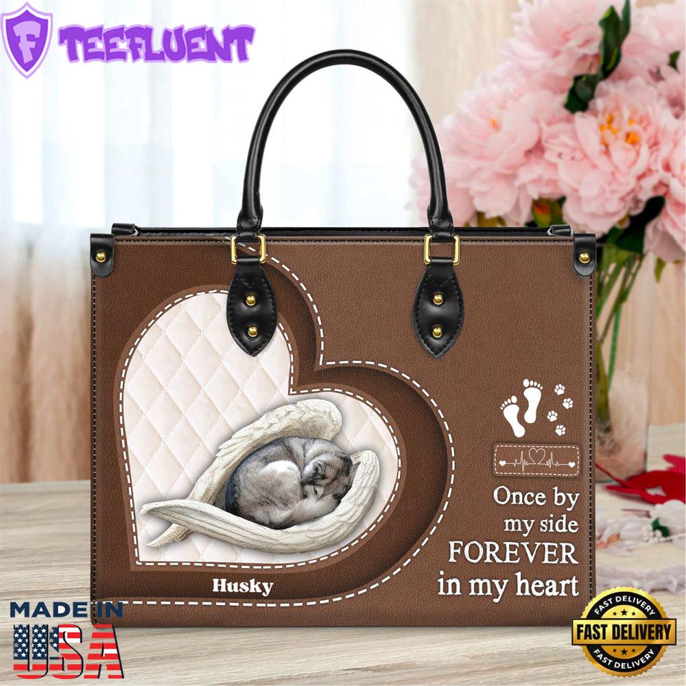 Husky Forever In My Heart Leather Bag
