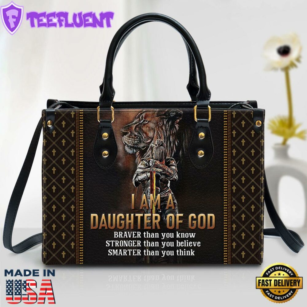 I Am A Daughter Of God Lion Leather Handbag Christ Gifts Leather Bags