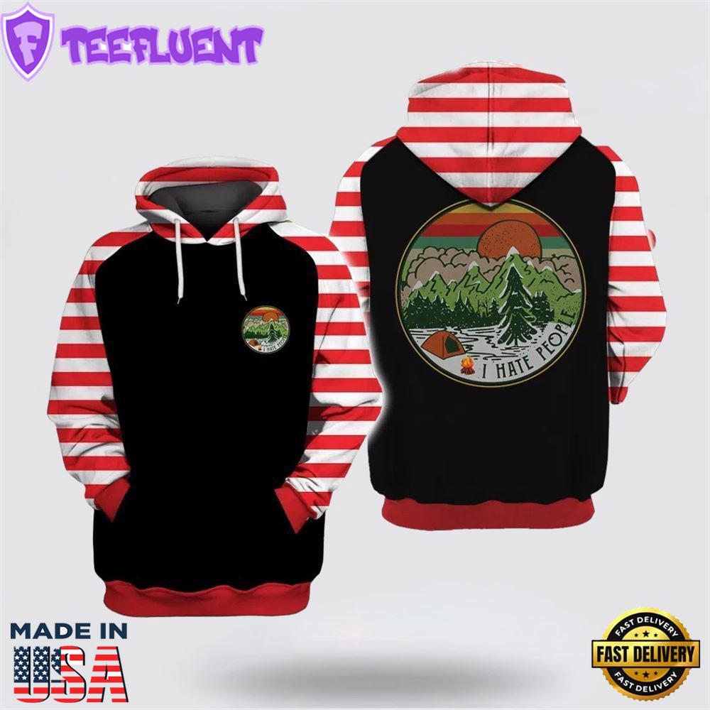 I Hate People Christmas Camping All Over Print 3D Hoodie