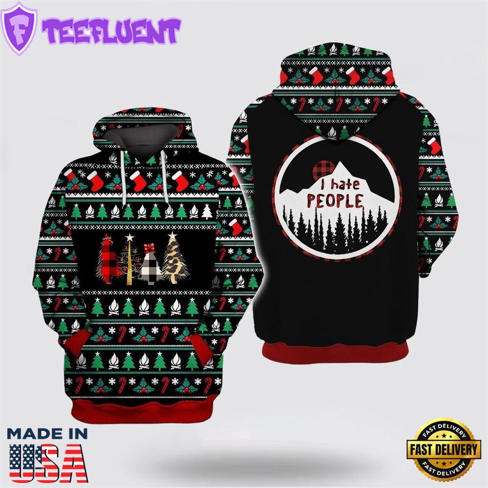 I Hate People Ugly Christmas All Over Print 3D Hoodie