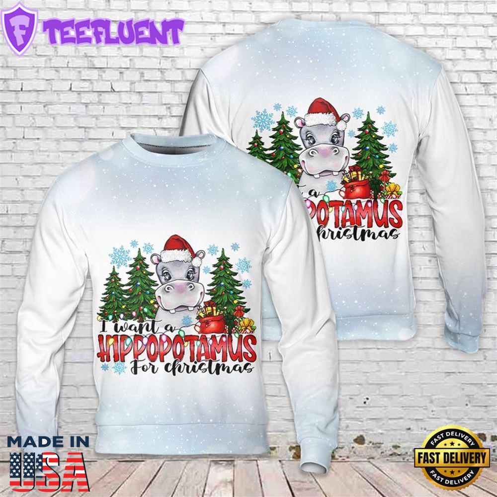 I Want A Hippopotamus Ugly Christmas Sweater For Men And Women
